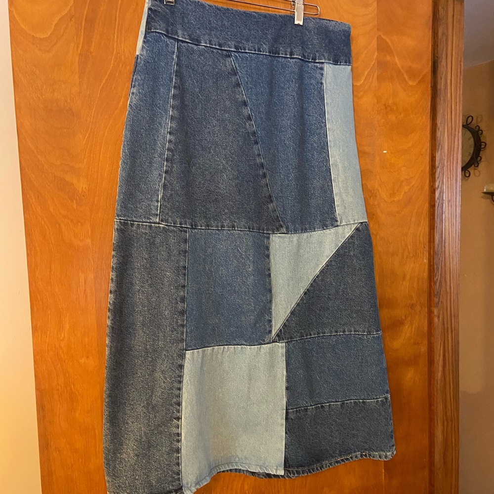 Mango denim midi skirt